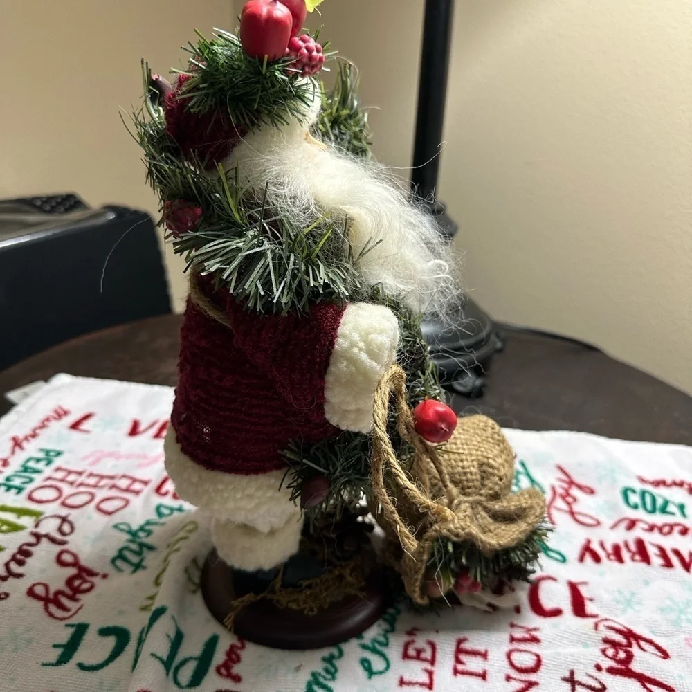 Holiday Santa Claus Figurine with Green and Red Accents